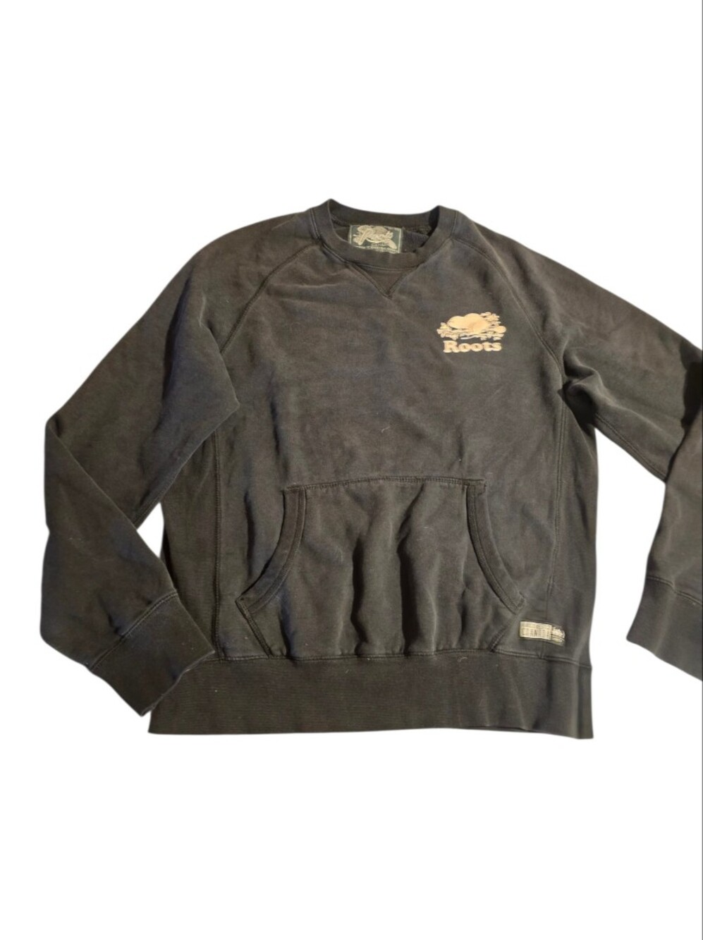 Roots Black Crewneck with Tan Logo